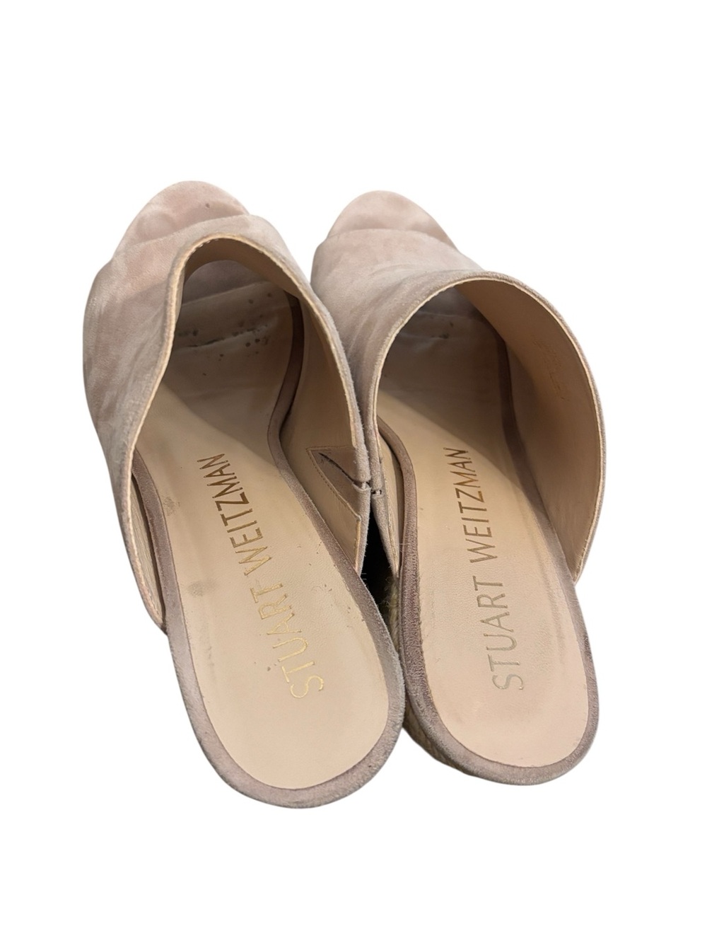 Stuart Weitzman Mykonos Nude Suede Espadrille Slide Wedges - Picture 4 of 10